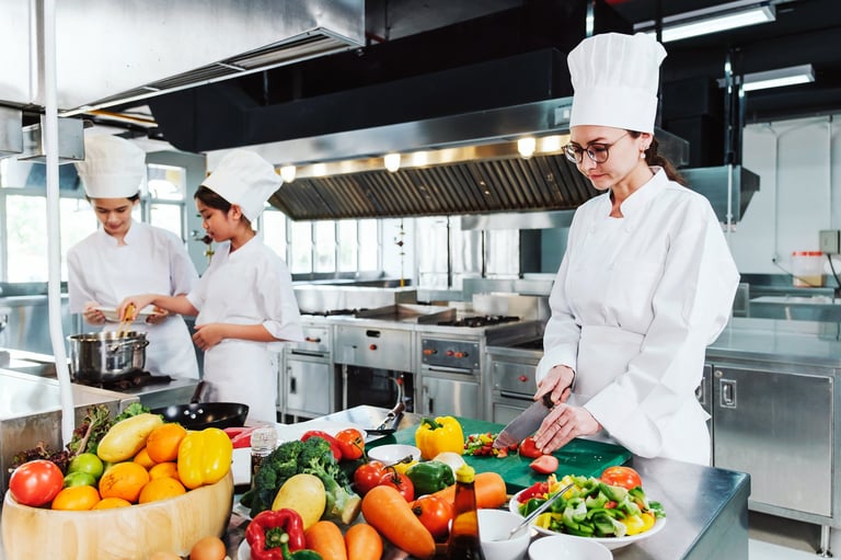 Chef preparing food in professional kitchen